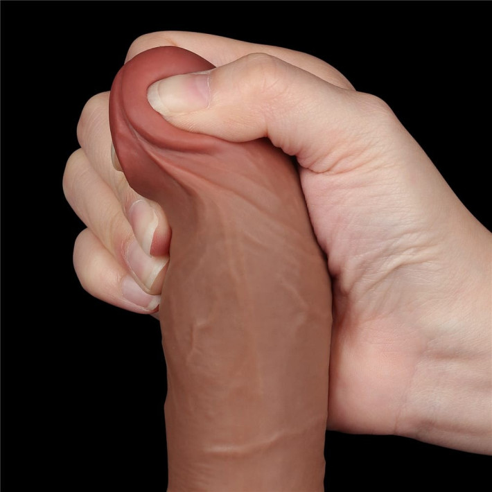 Dildo Realistic Sliding Skin Dual Layer I, Brun Deschis, 20 Cm 2