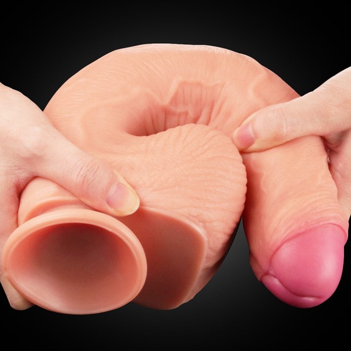 Dildo Clasic Din Silicon Dublu-stratificat Platinum, Natural, 28 Cm 3