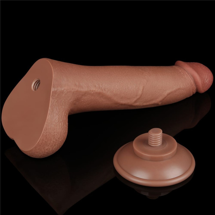 Dildo Realistic Sliding Skin Dual Layer I, Brun Deschis, 21.5 Cm 3