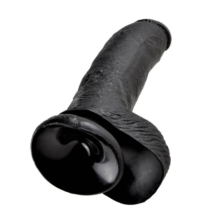 Dildo Clasic Cu Testicule King Cock, Negru, 22.8 Cm 5