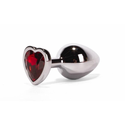 rosu, Dop Anal Cu Bijuterie Secret Shade Metal M, Argintiu + Rosu, 8 Cm, pasiune.ro