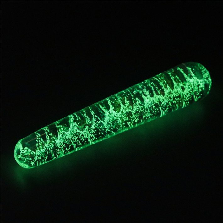 Dildo Fosforescent Din Sticla Borosilicata Glow-in-the-dark Twilight Gleam Slim Fantasy, Multicolor, 16 Cm 5