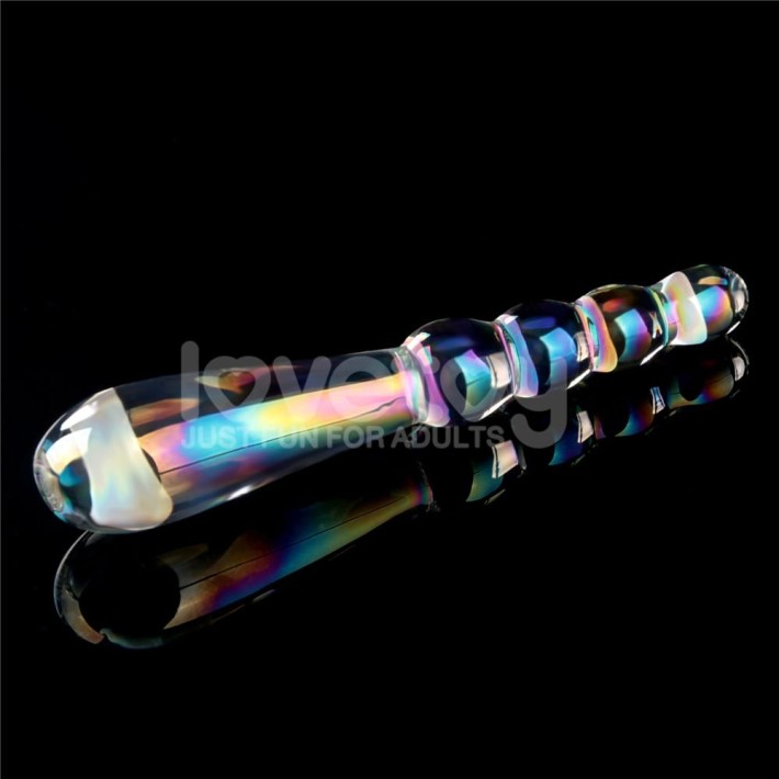 Dildo Sticla Twilight Gleam Glass Dildo- Rising Ripples, Transparent, 19 Cm 4