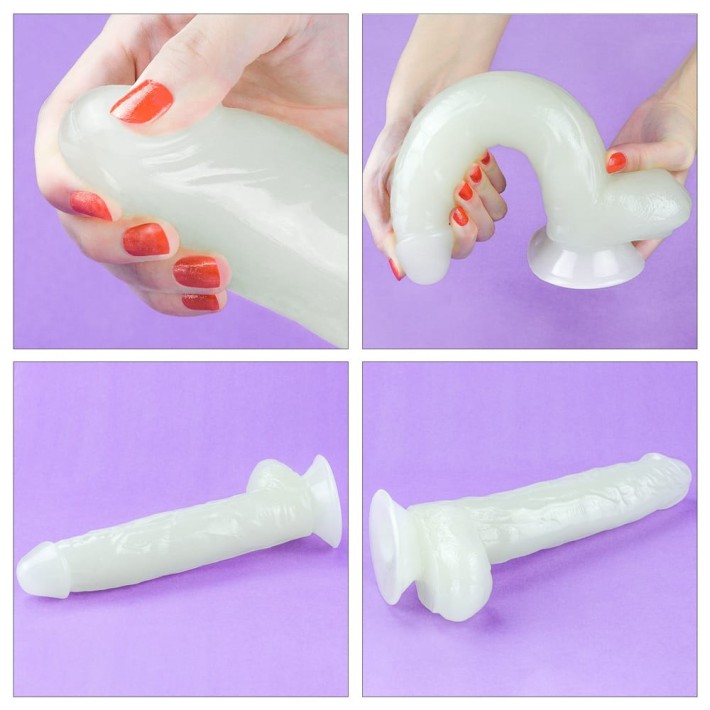 Dildo Clasic Fosforescent Lumino Play, Alb, 25 Cm 6