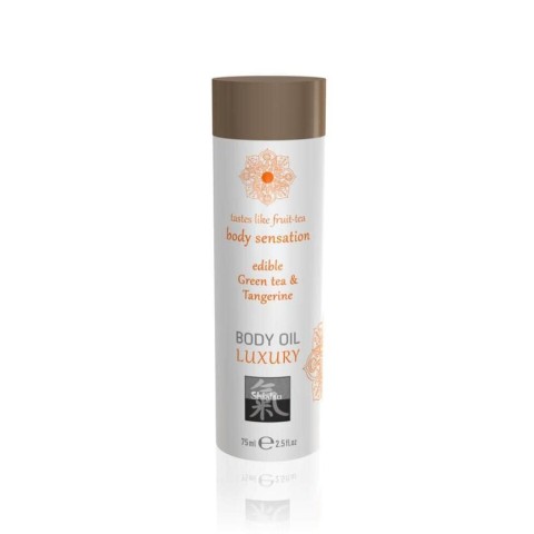 Shiatsu, Ulei De Corp Luxuriant Comestibil - Ceai Verde + Mandarina, 75 Ml, pasiune.ro