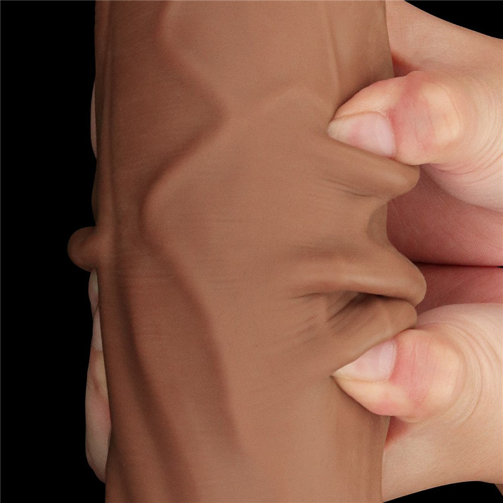 Dildo Ultra Realistic King Sized Sliding Skin Dual Layer Dong, Brun, 30 Cm 12