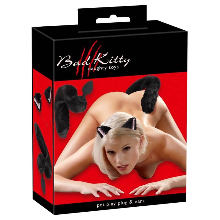 Set Pet Play Dop Anal Si Urechiuse Cu Blanita, Negru 4
