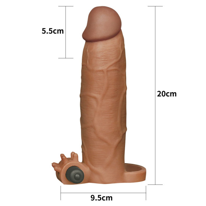 Manson / Prelungitor Cu Vibratii Pentru Penis Pleasure X-tender #6, Brun, +7.5 Cm 5