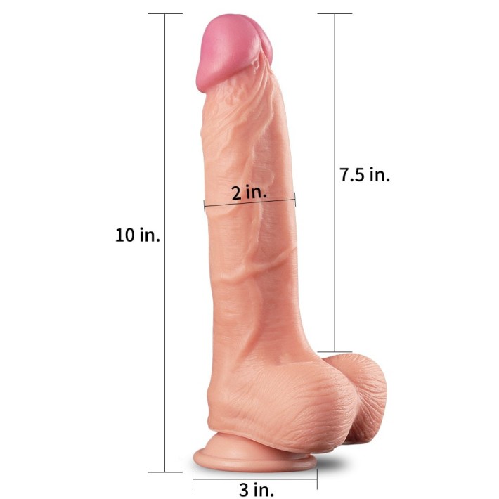 Dildo Clasic Din Silicon Dublu-stratificat Platinum, Natural, 25 Cm 5