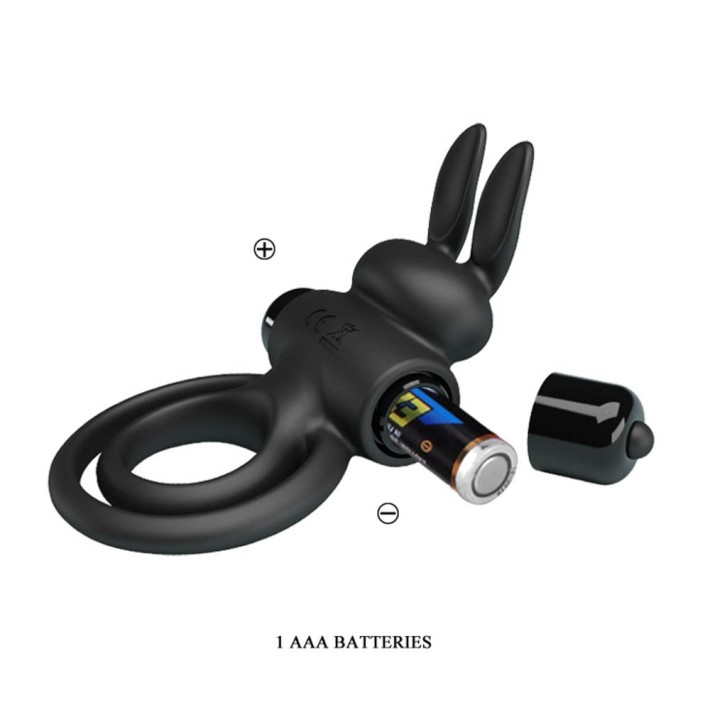 Inel Penis Cu Vibratii Si Rabbit, Negru 6