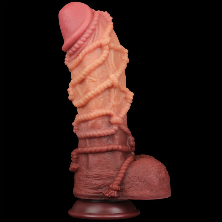 Dildo Realistic Extra Texturat Din Silicon Platinum Dublu-stratificat, Natural, 26.5 Cm 7