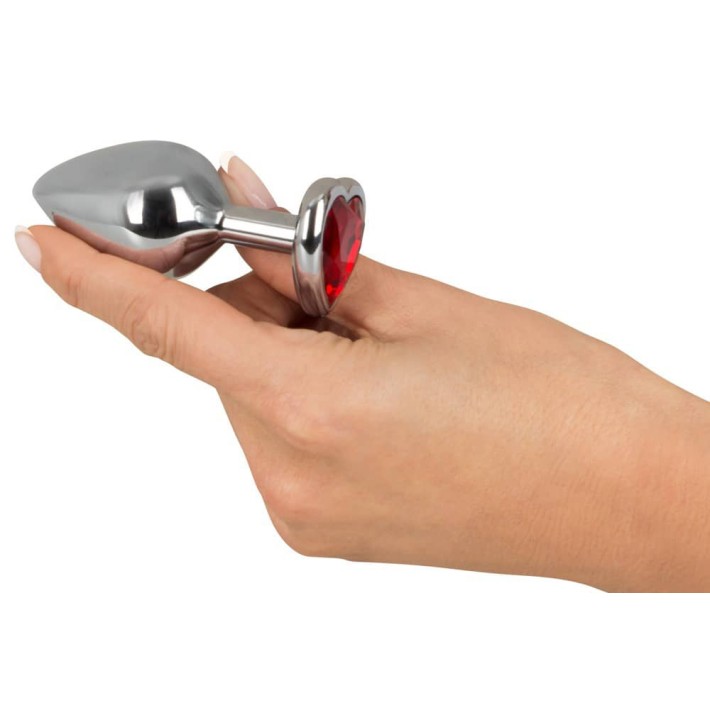 Dop Anal Cu Bijuterie Diamond Medium, Metalic+rosu, 8 Cm 5
