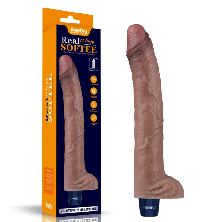 Vibrator Realistic Real Softee, Brun, 28 Cm 12