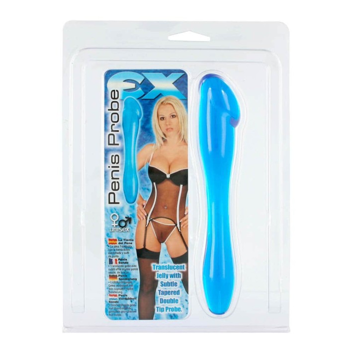 Dildo Clasic Dublu, Albastru, 18 Cm 2