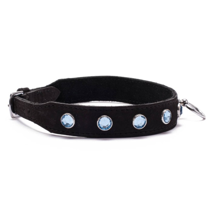 Zgarda Decorata Cu Cristale, Negru + Albastru 3