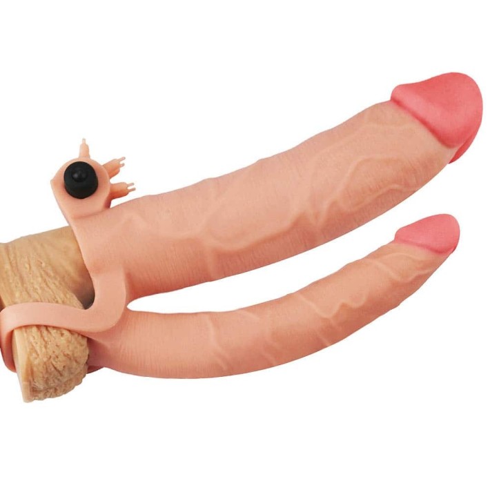 Extensie/manson Penis Dublu Cu Vibratii, Natural, +7.5 Cm 2