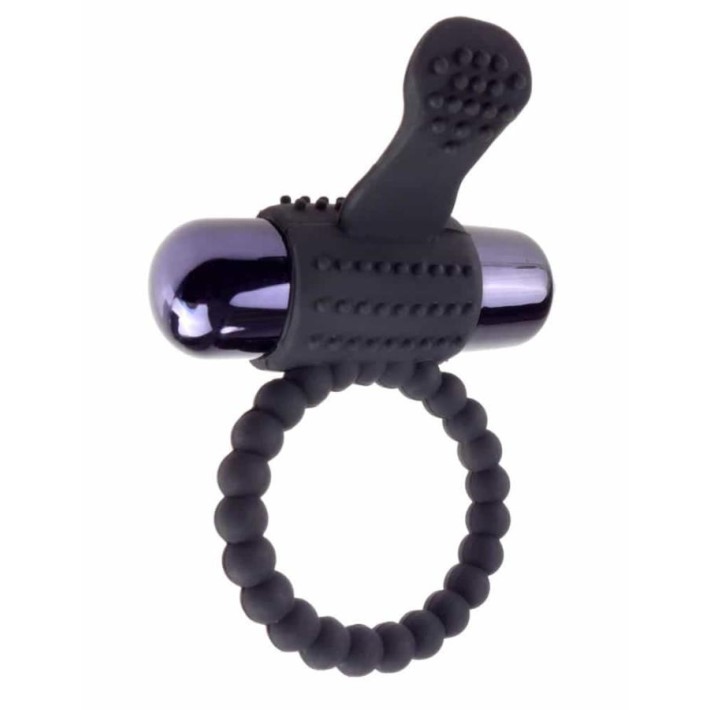 Inel Penis Vibrating Silicone Super Ring, Negru 3
