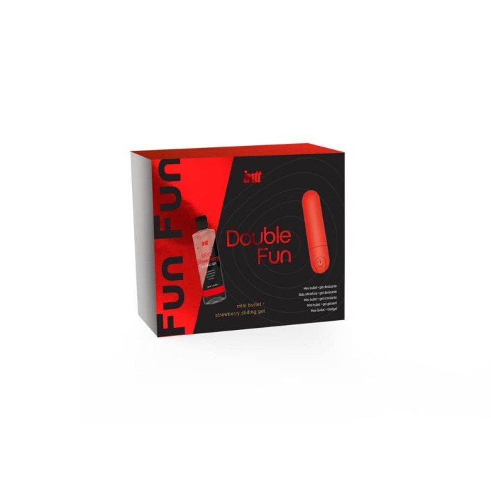 Set Cadou Glont Vibrator + Lubrifiant Cu Aroma Capsuni Double Fun 3