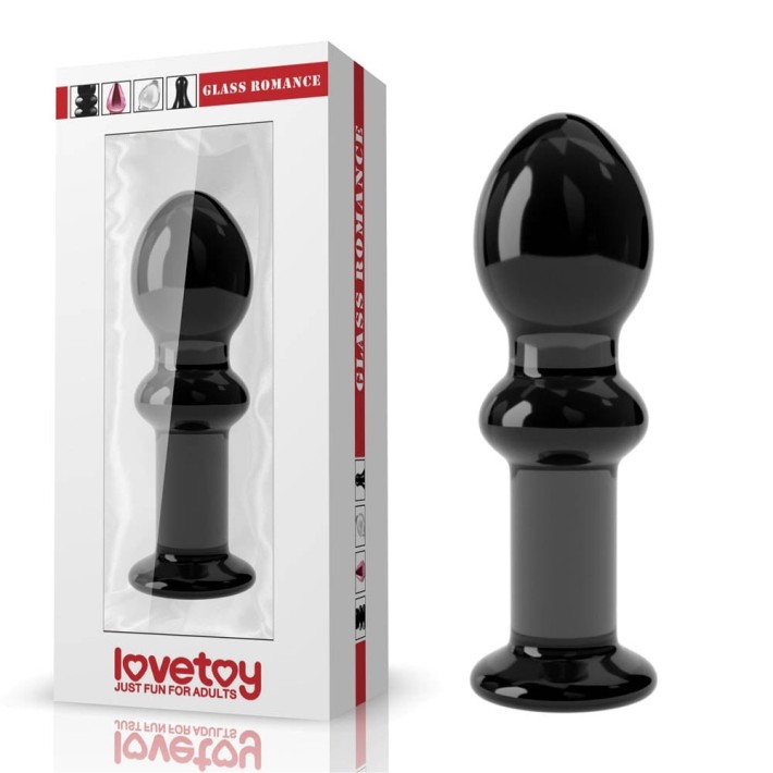 Dop Anal Din Sticla Borosilicata Glass Romance, Negru, 11.5 Cm 4