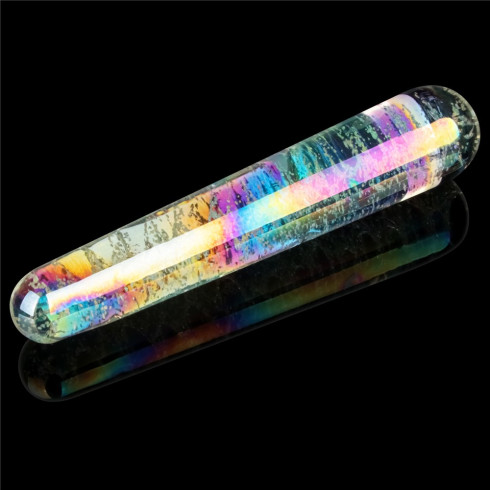fantasy, Dildo Fosforescent Din Sticla Borosilicata Glow-in-the-dark Twilight Gleam Slim Fantasy, Multicolor, 16 Cm, pasiune.ro