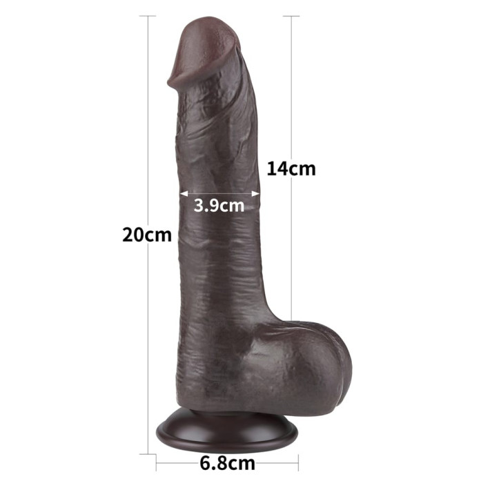 Dildo Realistic Sliding Skin Dual Layer I, Brun Inchis, 20 Cm 5