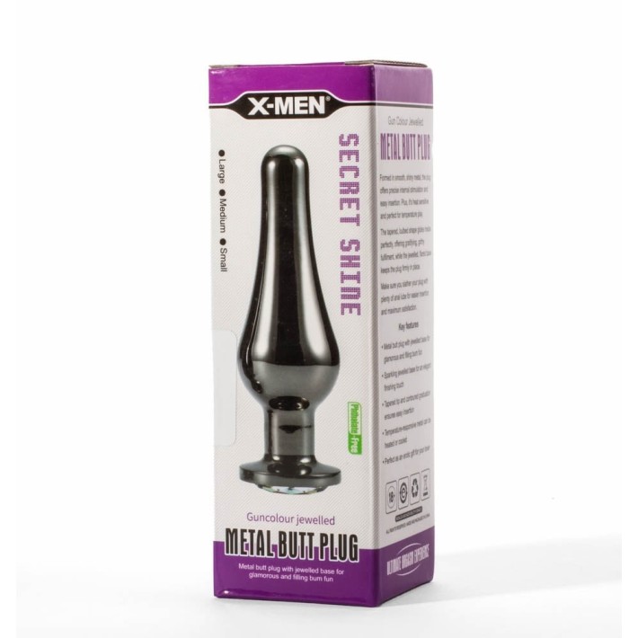 Dop Anal Cu Bijuterie Secret Shine S, Metalic + Negru, 9 Cm 3