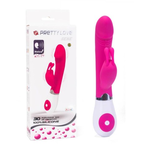 Pretty Love, Vibrator Rabbit Cu Control Vocal  Gene, Roz, 20.5 Cm, pasiune.ro