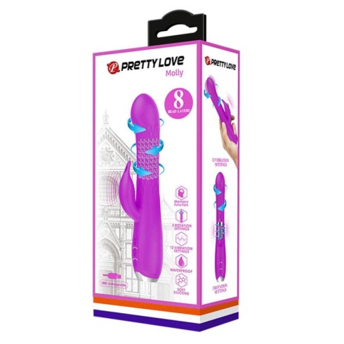 stimulator, Vibrator Cu Rotatii Molly, Mov, 20.5 Cm, pasiune.ro