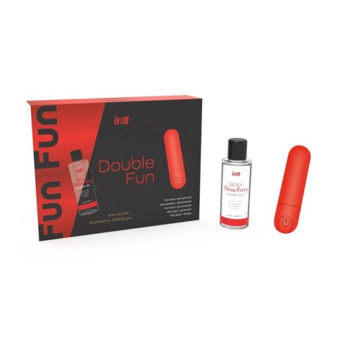 Cadouri Jucarii, Set Cadou Glont Vibrator + Lubrifiant Cu Aroma Capsuni Double Fun, pasiune.ro