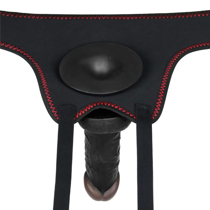 Set Ham Strap-on Si Dildo Cu Vibratii Easy Strapon, Negru, 17.5 Cm 12