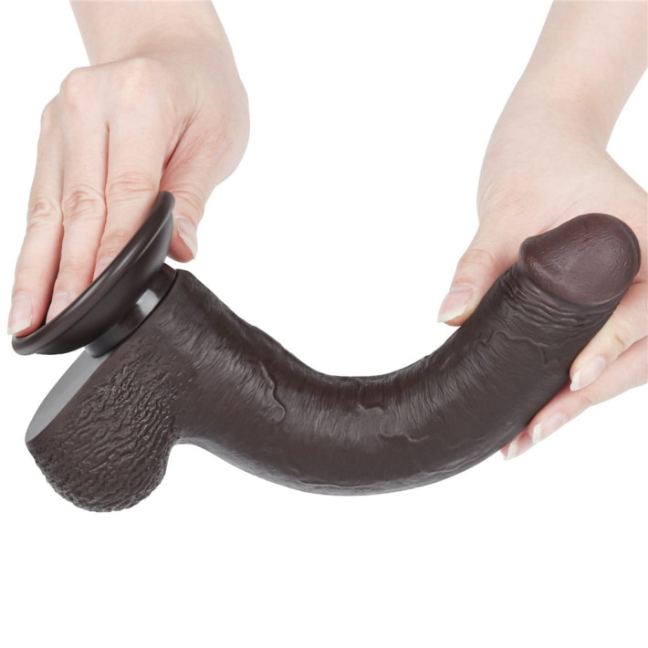 Dildo Realistic Sliding Skin Dual Layer, Brun Inchis, 22.5 Cm 8