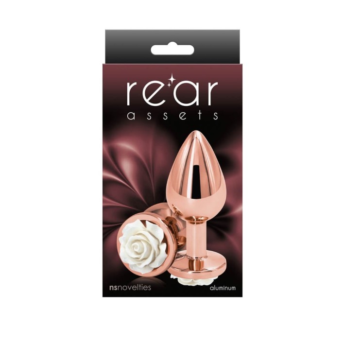 Dop Anal Rear Assets Rose, Auriu+alb, Medium, 8.5 Cm 2