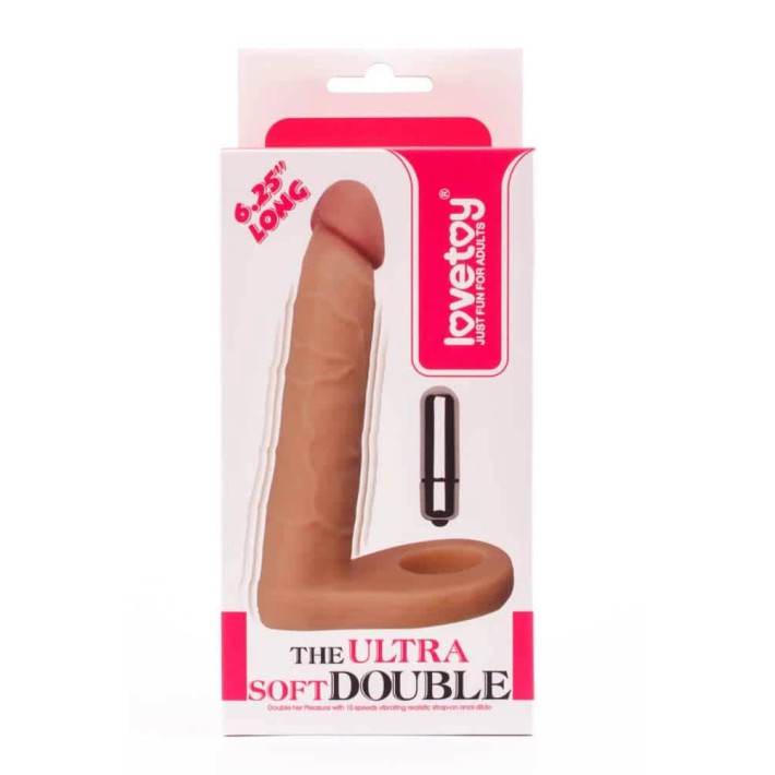 Strap-on Anal Cu Vibratii The Ultra Soft Double, Natural, 15.8 Cm 6