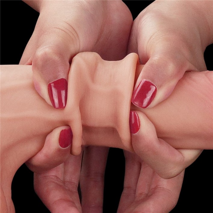 Dildo Realistic Sliding Skin Dual Layer Dong - Whole Testicle, Natural, 22 Cm 11