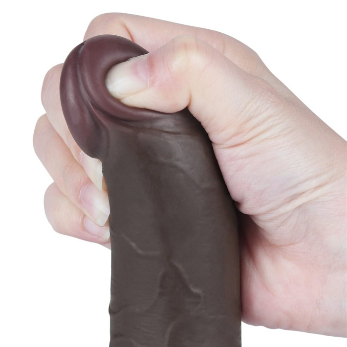Dildo Realistic Sliding Skin Dual Layer Ii, Brun Inchis, 19 Cm 10