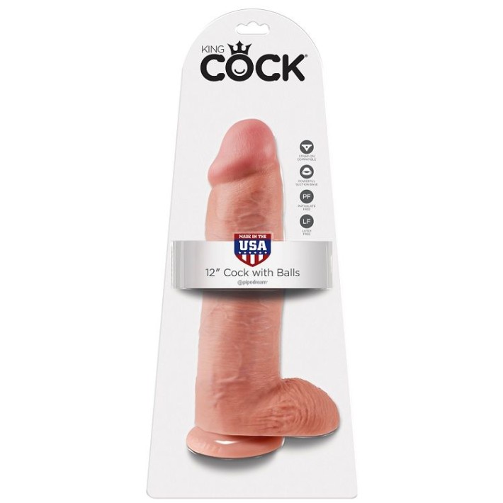 Dildo Clasic Cu Testicule King Cock, Natural, 30 Cm 4