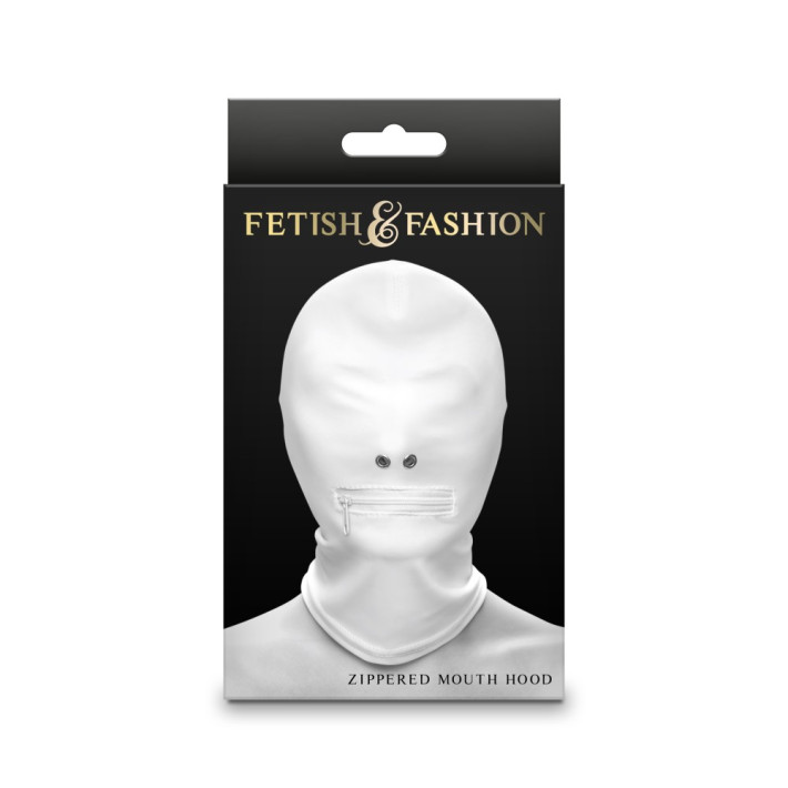 Fetish & Fashion - Zippered Mouth Hood - White - Alternate Package 3