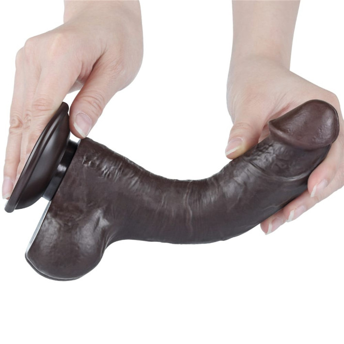 Dildo Realistic Sliding Skin Dual Layer I, Brun Inchis, 20 Cm 7