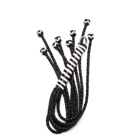 Devil Sticks, Bici Piele Cu Snururi Impletite, Negru + Alb, 56 Cm, pasiune.ro