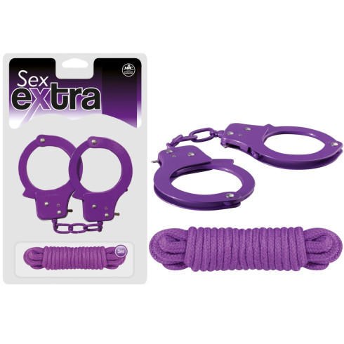 franghie, Set Catuse Si Franghie Pentru Imobilizare Erotica Sex Extra, Mov, pasiune.ro