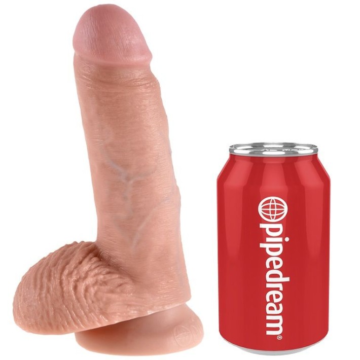 Dildo Realistic Cu Testicule King Cock, Natural, 17.8 Cm 4
