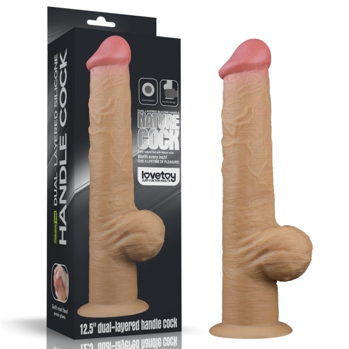 Dildo Realistic Cu Ventuza Handle Cock, Natural, 31.5 Cm 12
