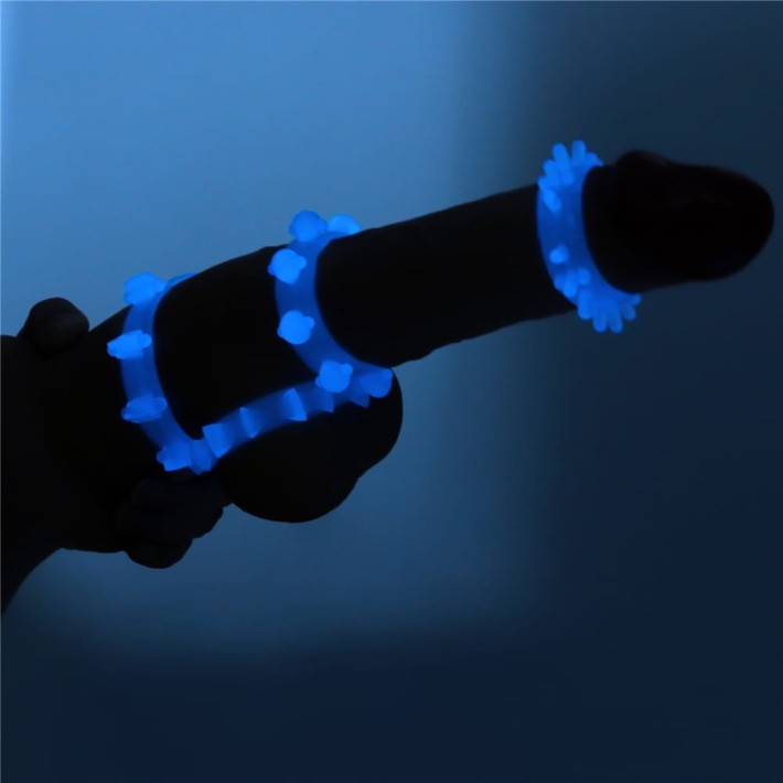 Set 4 Inele Penis Fosforescente Lumino Play, Alb 9