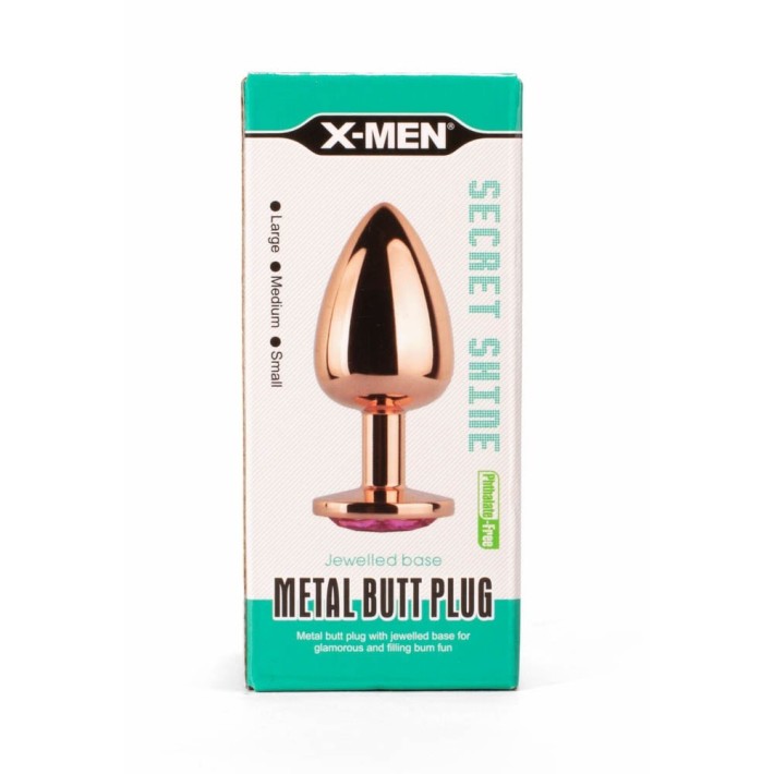 Dop Anal Cu Bijuterie Secret Shade Metal L, Auriu + Roz, 9.5 Cm 5