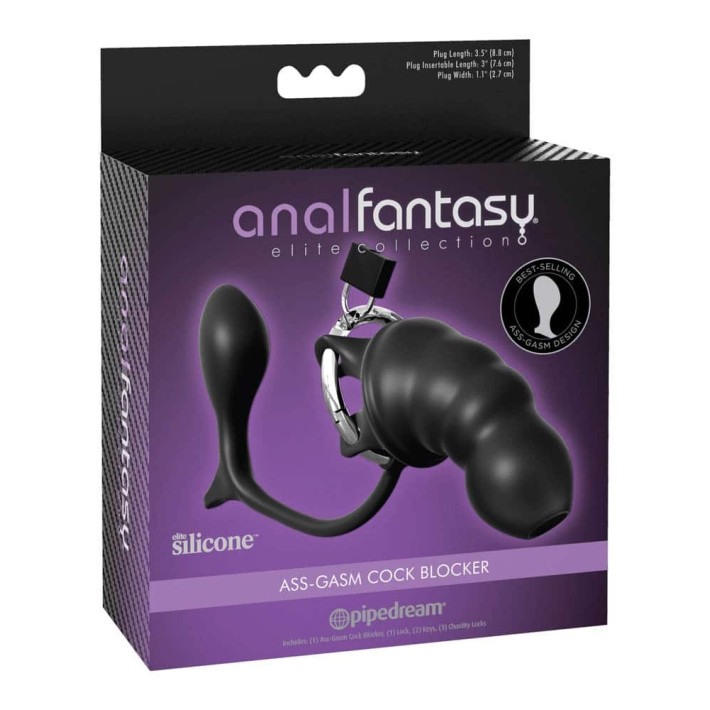 Cusca Pentru Penis/ Dispozitiv De Castitate Cu Dop Anal Ass-gasm Cock Blocker, Negru 6