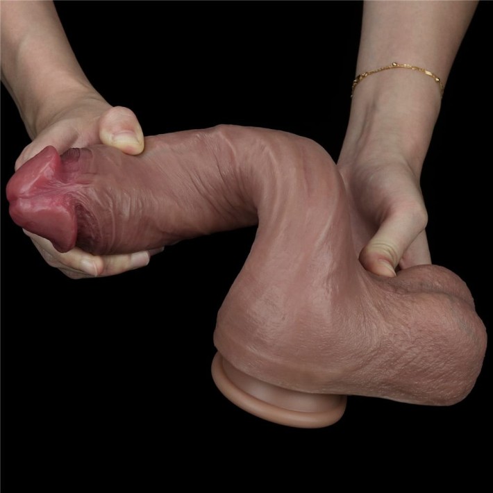 Dildo Clasic Cu Ventuza Dual-layered Silicone Nature Cock, Natural, 26.5 Cm 4