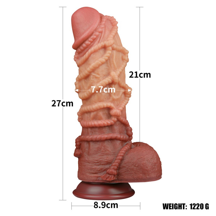 Dildo Realistic Extra Texturat Din Silicon Platinum Dublu-stratificat, Natural, 26.5 Cm 5
