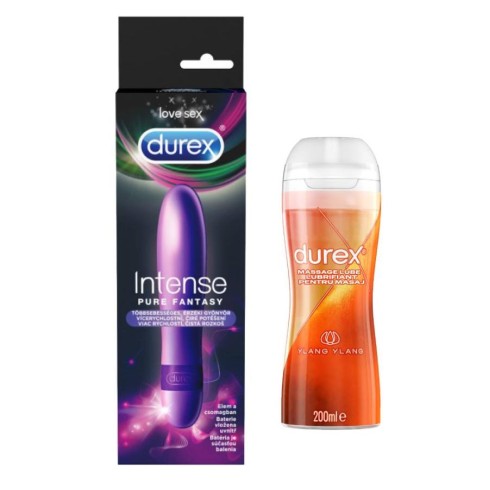 fantasy, Pachet Durex Lubrifiant Sensual 200 Ml + Vibrator Intense Fantasy 1 Bucata , pasiune.ro