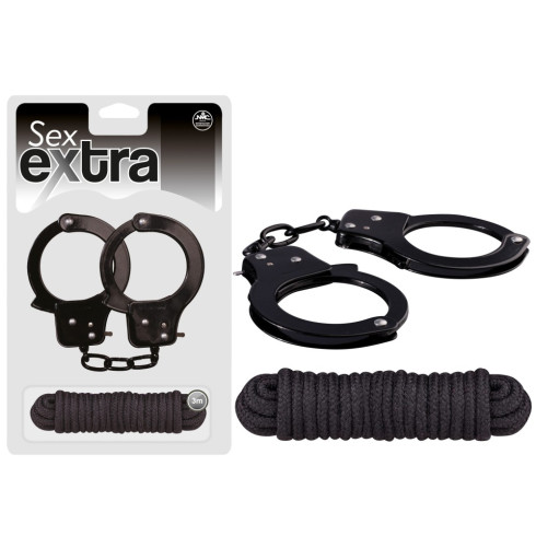 franghie, Set Catuse Si Franghie Pentru Imobilizare Erotica Sex Extra, Negru, pasiune.ro