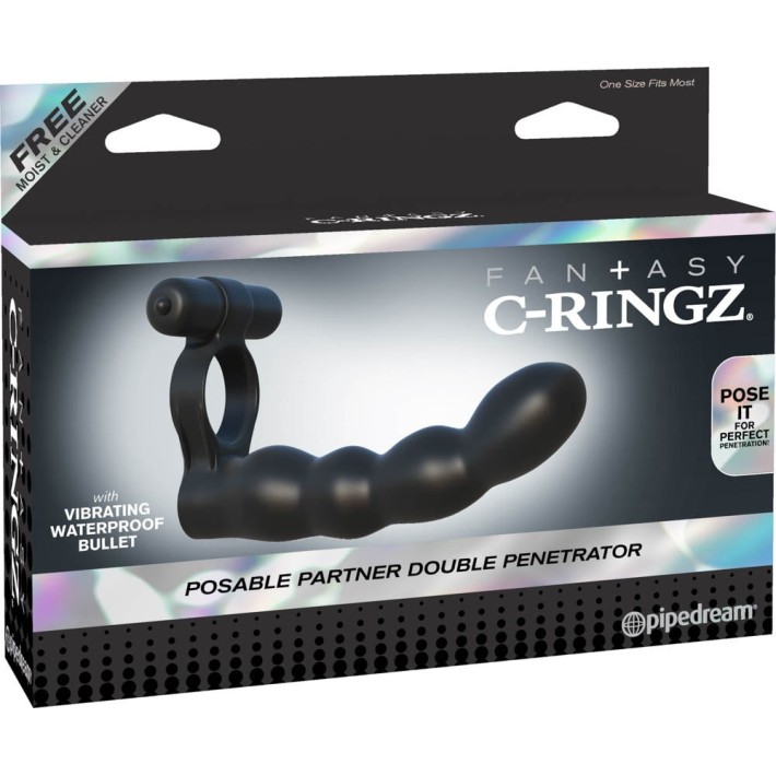 Dildo Cu Vibratii Posable Partner Double Penetrator, Negru, 13 Cm 3
